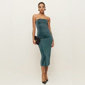Reformation Ryden Knit Dress in Mermaid sparkle size small